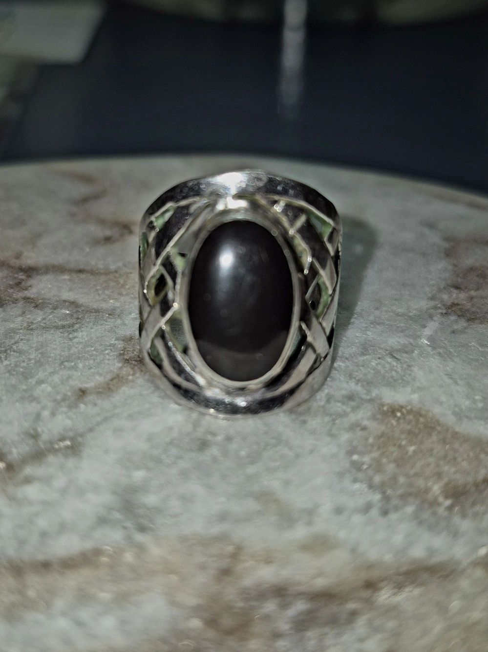 Stamped 925- Sterling Silver- Black Onyx Ring